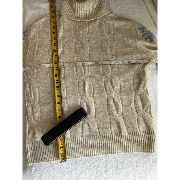 NWT Festive Embellished Sleeves Soft Sweater Women's Turtleneck Oversized Sz-S - Picture 4 of 6